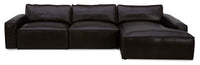  Sofa sectionnel modulaire de droite Sedona 3 pièces en cuir véritable - chocolat