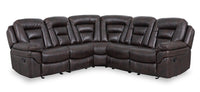  Sofa sectionnel inclinable Leo 5 pièces en tissu Leath-Aire - noyer