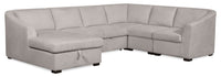  Sofa-lit sectionnel de gauche Envy 5 pièces en tissu de chenille avec fauteuil long de rangement - gris brouillard