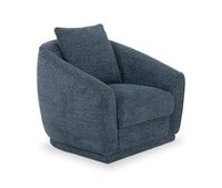  Fauteuil d'appoint pivotant Rio 34,5 po en chenille bleue avec coussin de siège réversible