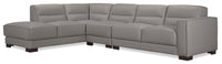  Sofa sectionnel de gauche Citadel 3 pièces en cuir véritable de qualité supérieure avec pattes en bois - gris