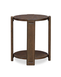  Table de bout ronde moderne Conor de 20 po avec tablette - bois brun foncé