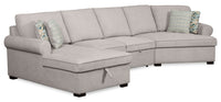  Sofa-lit sectionnel enveloppant de droite Haven de Scott Living 3 pièces en tissu de chenille avec rangement - gris