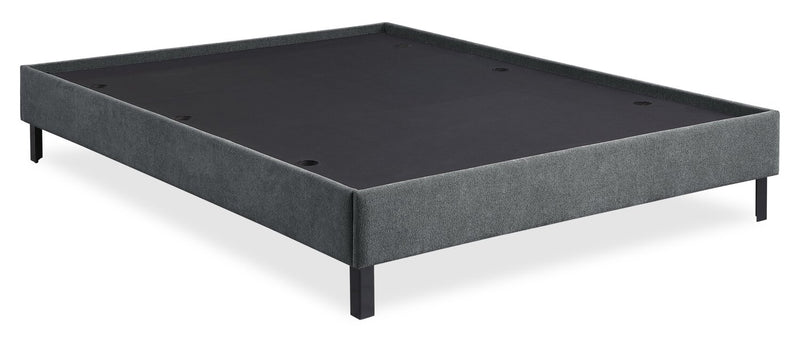Lit plateforme rembourré Amos anthracite avec tête de lit capitonnée - format lit double