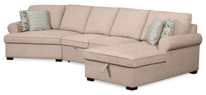 Sofa-lit sectionnel enveloppant de gauche Haven de Scott Living 3 pièces en tissu de chenille avec rangement - taupe 