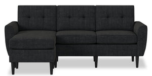 Sofa modulaire BLOK à accoudoirs évasés avec fauteuil long - anthracite 