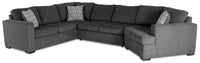  Sofa-lit sectionnel de droite Legend 3 pièces en chenille avec fauteuil enveloppant - poivre