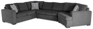 Sofa-lit sectionnel de droite Legend 3 pièces en chenille avec fauteuil enveloppant - poivre