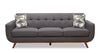 Sofa Freeman Kort & Co. de 88 po en tissu d’apparence lin gris anthracite avec base et pattes en bois et coussins de dossier capitonnés