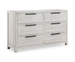 Commode de chambre à coucher Haven de 65 po (L) x 39 po (H) à 6 tiroirs - blanche