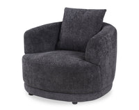  Fauteuil arrondi Moon de 35,8 po en tissu avec coussin décoratif - noir corbeau laineux