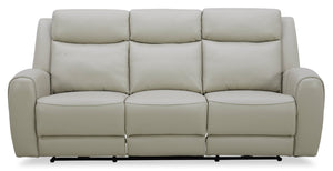 Sofa à inclinaison électrique Reign de 87 po en cuir véritable de qualité supérieure taupe clair de lune Deltona avec port USB