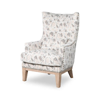  Fauteuil d’appoint Haden de 30 po en tissu de chenille avec base en bois et bordure de clous décoratifs - lin Angelou multicolore