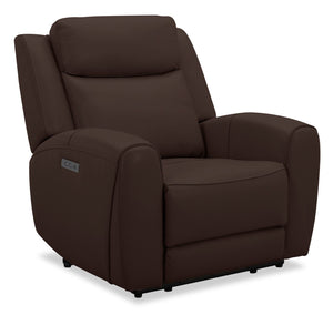 Fauteuil à inclinaison électrique Reign de 41,25 po en cuir véritable de qualité supérieure brun chocolat Silverado avec port USB