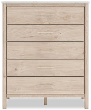 Commode verticale Jolie de 42,2 po (L) x 51,9 po (H) à 5 tiroirs pour la chambre à coucher - naturelle