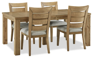 Ensemble de salle à manger Logan 5 pièces avec table, rallonge de 72 po à 108 po (L) et 4 chaises - chêne naturel