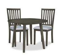  Ensemble de salle à manger Bryn 3 pièces avec table ronde de 42 po à abattant et 2 chaises en tissu  - gris foncé