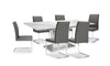 Ensemble de salle à manger Naya 7 pièces avec table à rallonge, 63 po à 78,75 po (L), et 6 chaises - imitation de marbre blanc et gris