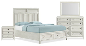 Ensemble de chambre à coucher Casa 6 pièces avec lit, commode, miroir et table de nuit, blanc - format grand lit