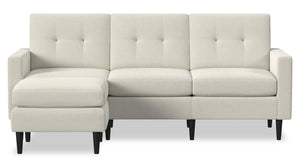 Sofa modulaire BLOK de Scott Living de 88,97 po en tissu bouclé ivoire avec fauteuil long, accoudoirs à l’anglaise et coussins réversibles