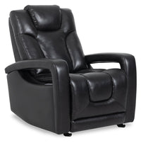  Fauteuil à inclinaison électrique Kenzo de 35 po en similicuir noir avec appuie-tête électrique, repose-pied et port USB