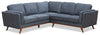 Sofa sectionnel Kassia 2 pièces d’apparence lin - bleu
