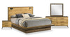 Ensemble de chambre à coucher Silas 6 pièces brun rustique avec lit plateforme, commode, miroir, table de nuit et éclairage à DEL - format lit double