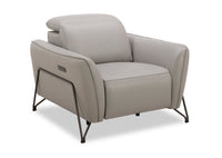  Fauteuil à inclinaison électrique Riviera en cuir véritable de qualité supérieure - gris clair