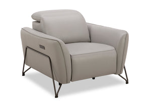 Fauteuil à inclinaison électrique Riviera en cuir véritable de qualité supérieure - gris clair