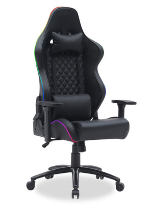 Fauteuil de jeu ergonomique Falcon de 30 po avec haut-parleurs Bluetooth intégrés et éclairage à DEL - noir