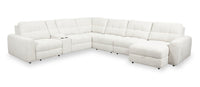  Sofa sectionnel modulaire de droite Elevate de Scott Living 7 pièces en tissu en chenille beige avec coulissement électrique