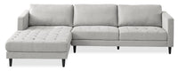  Sofa sectionnel de gauche Metro 2 pièces en tissu avec fauteuil long et coussins de siège capitonnés - neutre