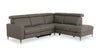 Sofa sectionnel de droite à inclinaison électrique Valentino 3 pièces en cuir véritable gris avec appuie-têtes réglables 