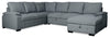 Sofa-lit sectionnel de droite Chelsea 4 pièces en tissu d’apparence lin avec fauteuil long de rangement - gris