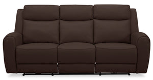 Sofa à inclinaison électrique Reign de 87 po en cuir véritable de qualité supérieure brun chocolat Silverado avec port USB