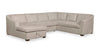 Sofa-lit sectionnel de gauche Envy 3 pièces en tissu de chenille avec fauteuil long de rangement - beige amande