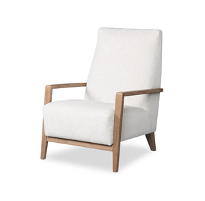 Fauteuil d’appoint Adley 28 po en tissu de chenille avec accoudoirs et pattes en bois - blanc albâtre