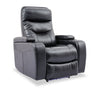 Fauteuil à inclinaison électrique Glow de 33 po en tissu d’apparence cuir noir avec accoudoirs de rangement et deux portes-gobelets