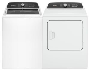 Laveuse à chargement par le haut de 5,3 pi3 avec robinet intégré et sécheuse électrique de 7 pi3 de Whirlpool