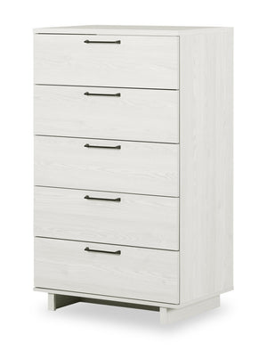 Commode verticale de chambre à coucher Everley de 29 po (L) à 5 tiroirs - blanche