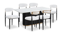  Ensemble de salle à manger Capri de Kort & Co. 7 pièces avec table de 72 po (L), touches dorées, base piédestal et 6 chaises - blanc