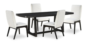 Ensemble de salle à manger Alma 5 pièces avec table de 86 po (L), base à tréteaux et 4 chaises - anthracite noir et blanc