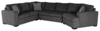  Sofa-lit sectionnel de droite Legend 4 pièces en chenille avec fauteuil enveloppant - poivre