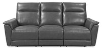  Sofa à inclinaison électrique Angelo de Château d’Ax de 84,25 po en cuir véritable avec appuie-têtes électriques - gris