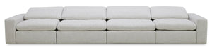 Sofa sectionnel à inclinaison électrique modulaire Sky 4 pièces en tissu avec coussins amovibles en duvet et plumes - blé Nathan