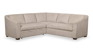 Sofa-lit sectionnel de gauche Envy 2 pièces en tissu de chenille - beige amande