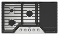  Surface de cuisson à gaz Whirlpool de 36 po avec grille à charnières 2 en 1 qui se convertit en plaque chauffante - WCGK7536PS 