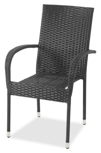  Chaise Arizona pour la terrasse à l’extérieur - osier en résine tressé à la main, résistante aux rayons UV et aux intempéries - noire