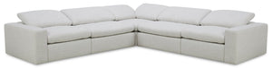 Sofa sectionnel à inclinaison électrique modulaire Sky 5 pièces en tissu avec coussins amovibles en duvet et plumes - blé Nathan