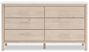 Commode Jolie de 63,5 po (L) x 35 po (H) à 6 tiroirs pour la chambre à coucher - naturelle